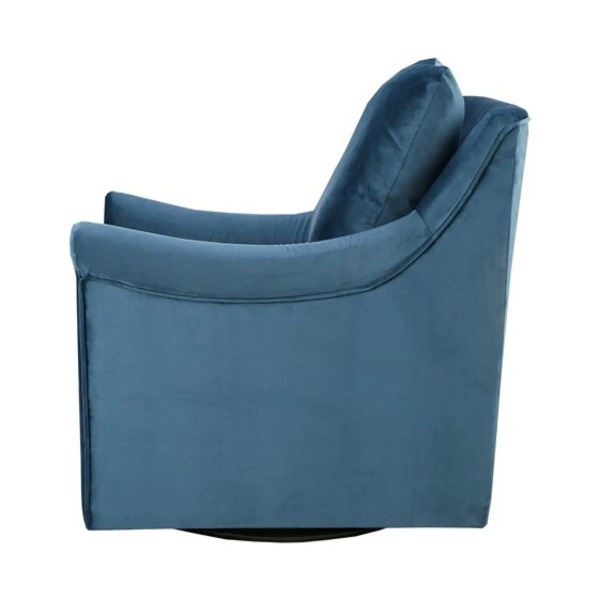 Swivel Chair With Curved Arms And Straight Back - | 33.7 x 28.54 x 32.4 in | Solid Wood & Velvet | Blue