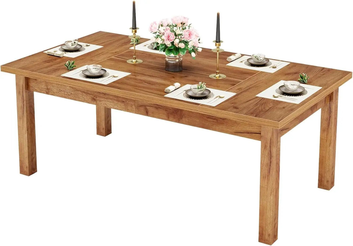 70.87 Inch Wood Dining Table Farmhouse Thickened Legs from PriceLows™