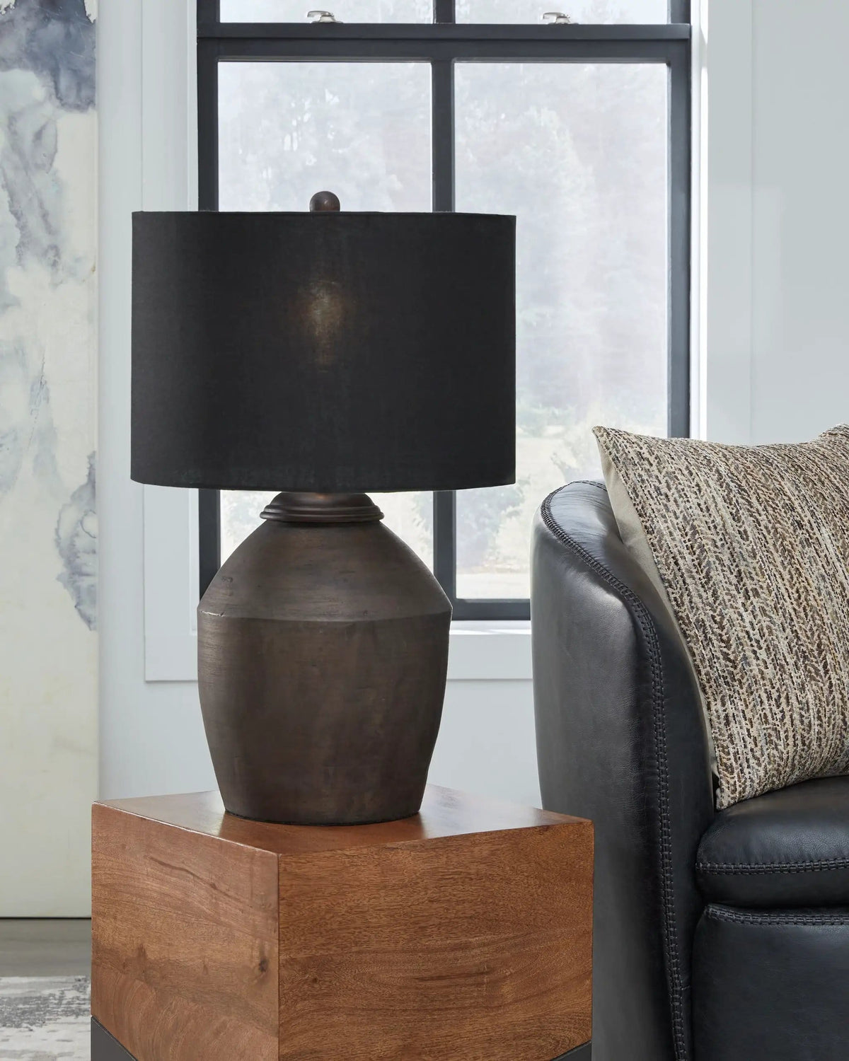 Naareman Terracotta Table Lamp | 16.38 x 16.38 x 26.38 in | Fabric | Metallic Black