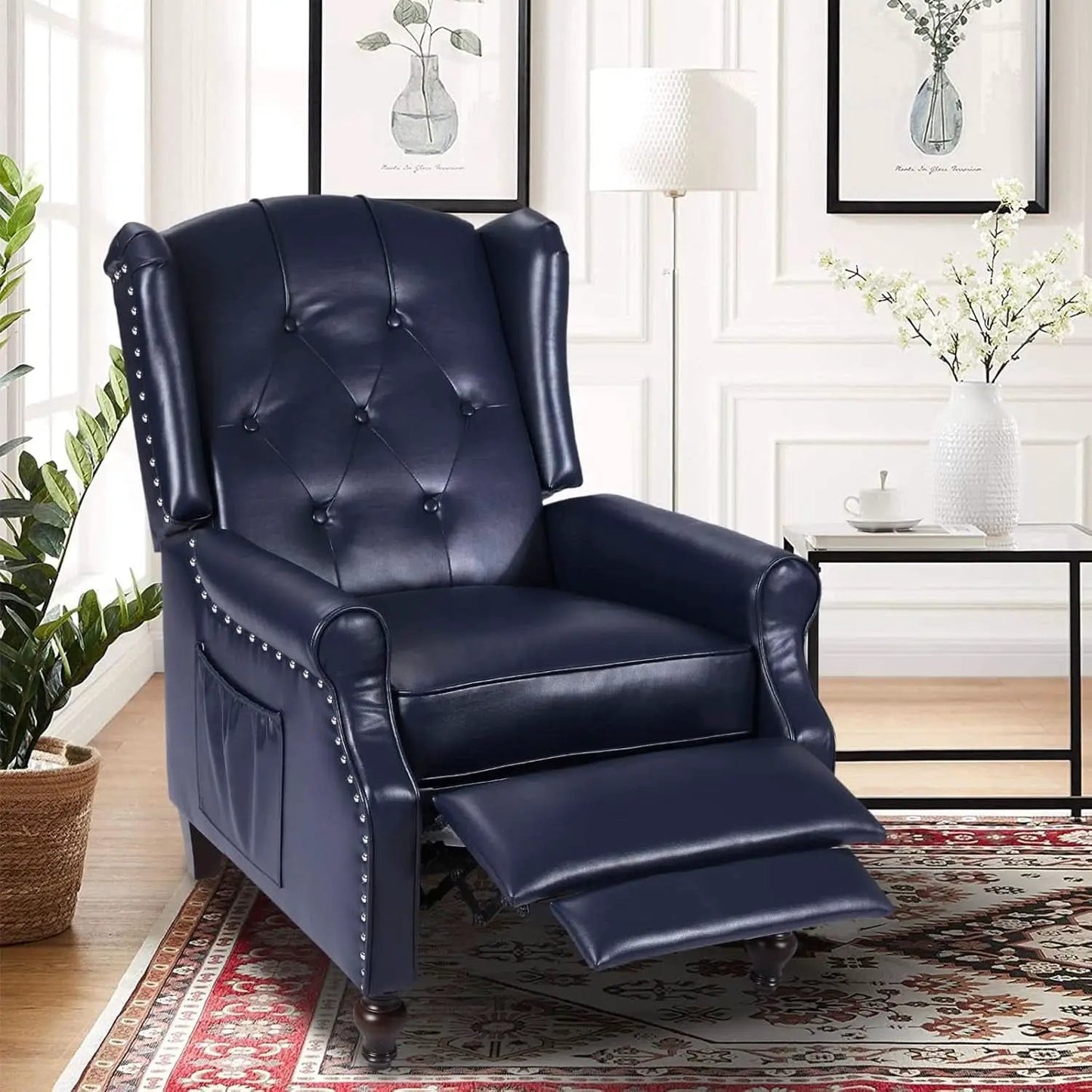 Wingback Recliner Chair With Massage And Heat PU Leather from PriceLows™