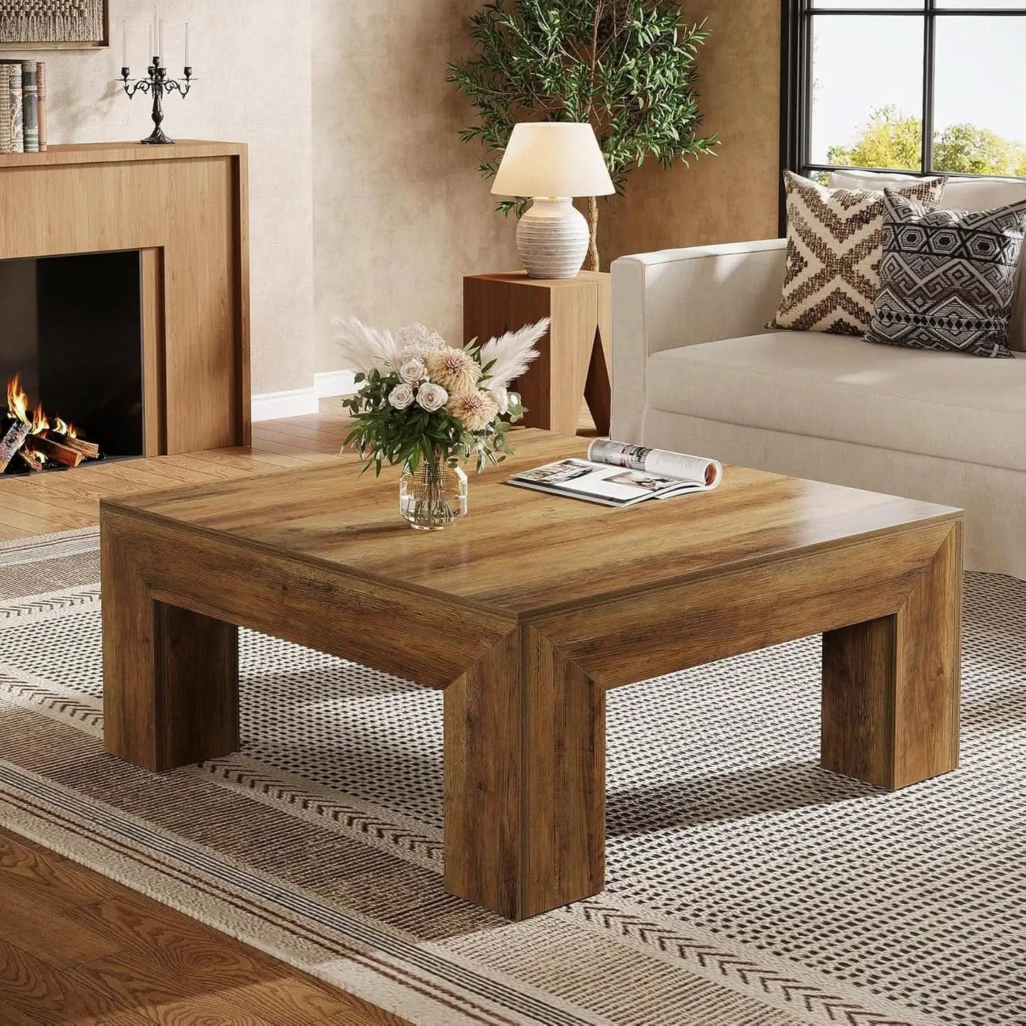 Rectangular Coffee Table ThirtyNine Inches Rustic Brown from PriceLows™