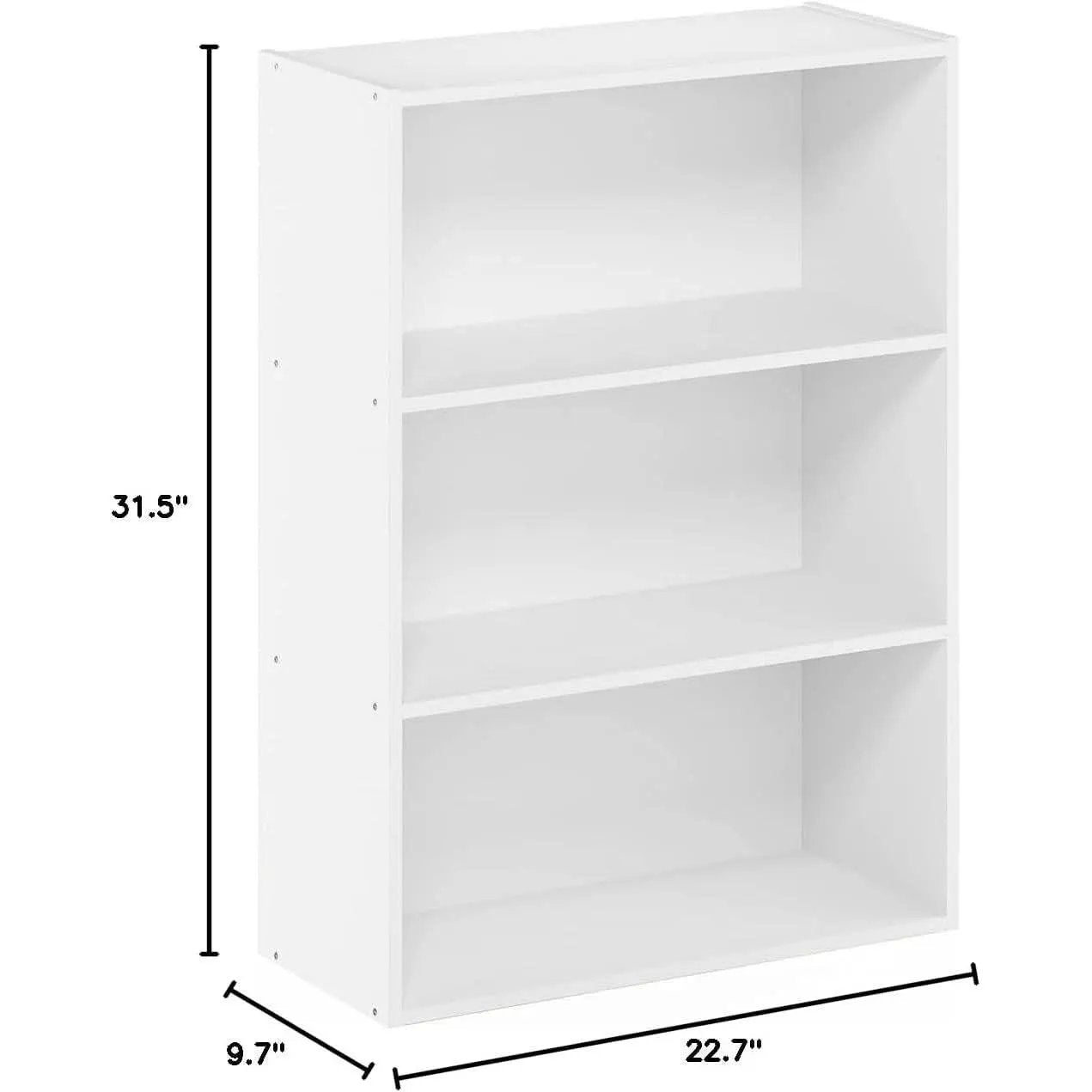 Pasir 3-Tier Open Shelf Bookcase White 31.5 Inch High from PriceLows™
