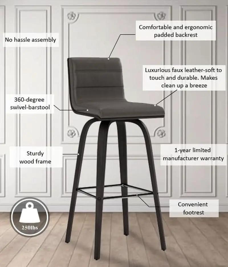 Vienna 30 Inch Bar Height Bar Stool Grey And Black from PriceLows™