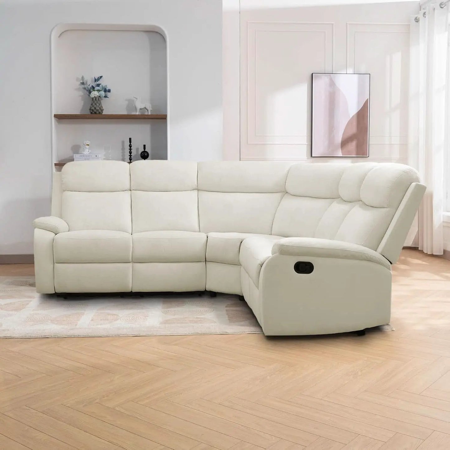 Off White Recliner Sectional Sofa Five Seats Living Room from PriceLows™