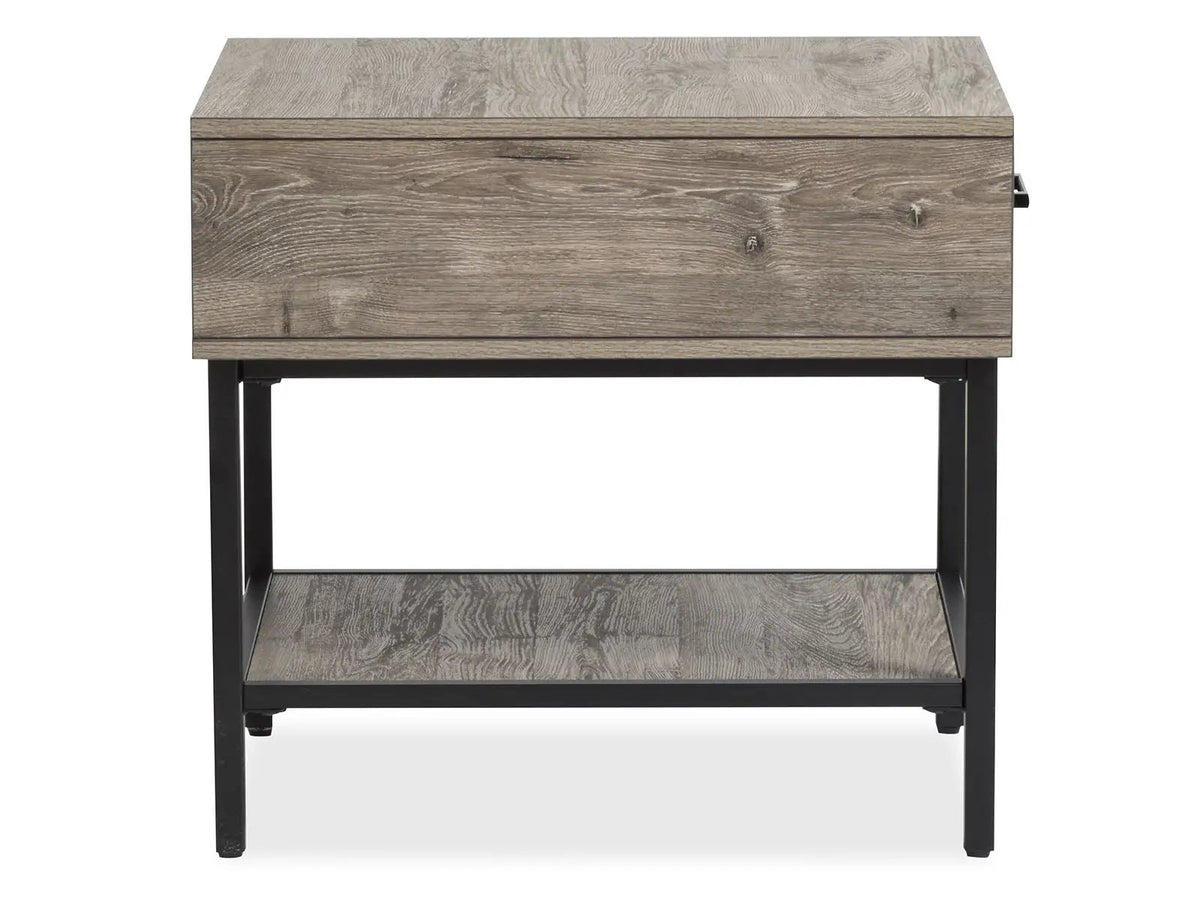 Fenwick Rectangular End Table | Whitetail Brown Finish | Matte Black Metal | Industrial Style