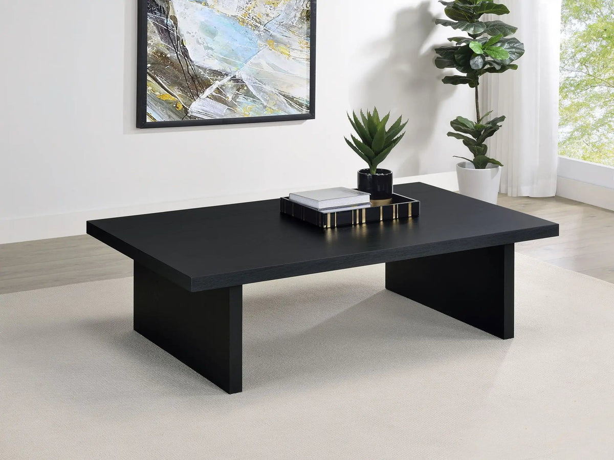 Max Rectangular Engineered Laminate Coffee Table | 54 x 31.5 x 15 in | Engineered Wood & Veneer | Black