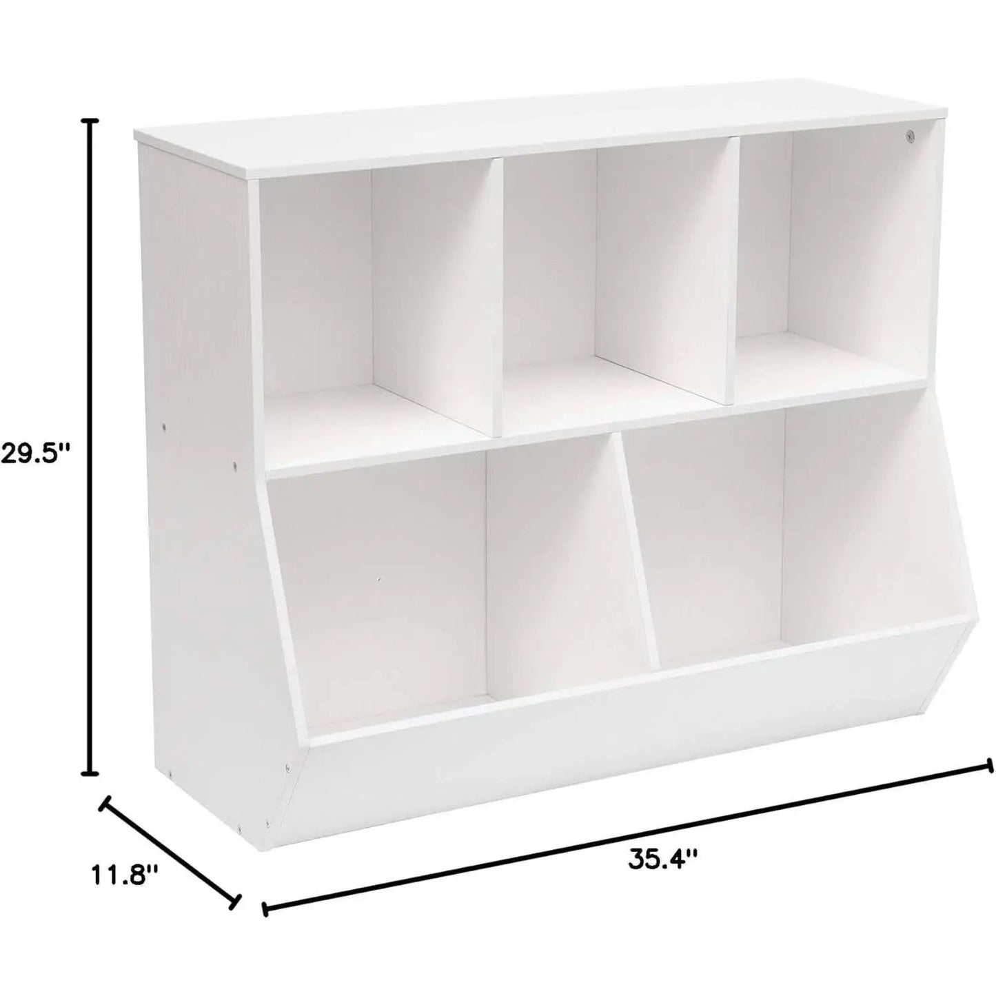 White 35.4 Inch Kids Bookshelf With Open Compartments from PriceLows™