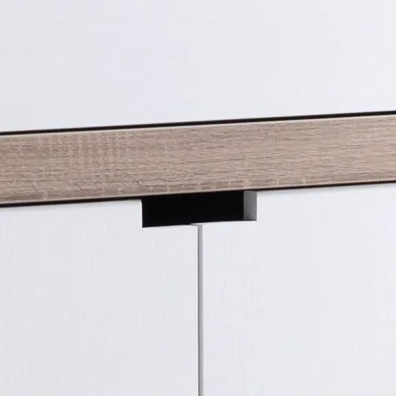 Kitchen Buffet Cabinet | 4 Open Shelves | Two Door Cabinets | White And Dark Taupe