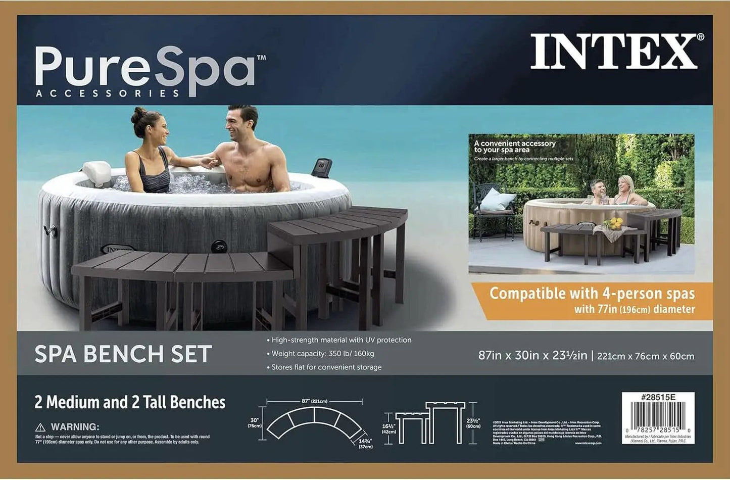 Two Medium Height PureSpa Benches For Four Person Spas Featuring Curved Seating Set from PriceLows™