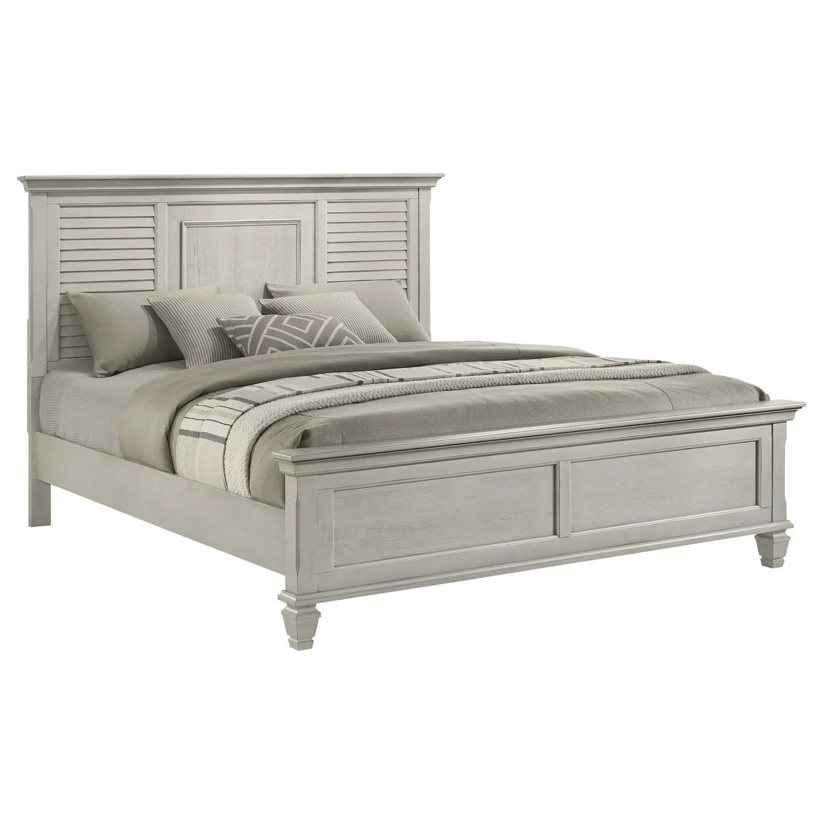 Franco Wood Eastern King Panel Bed Distressed | 83.75 x 88.25 x 57 in | Wood | White
