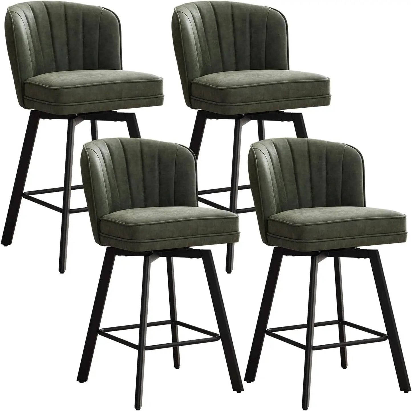 Swivel Counter Height Bar Stools Set of 4 26 Inch Green Faux Leather from PriceLows™