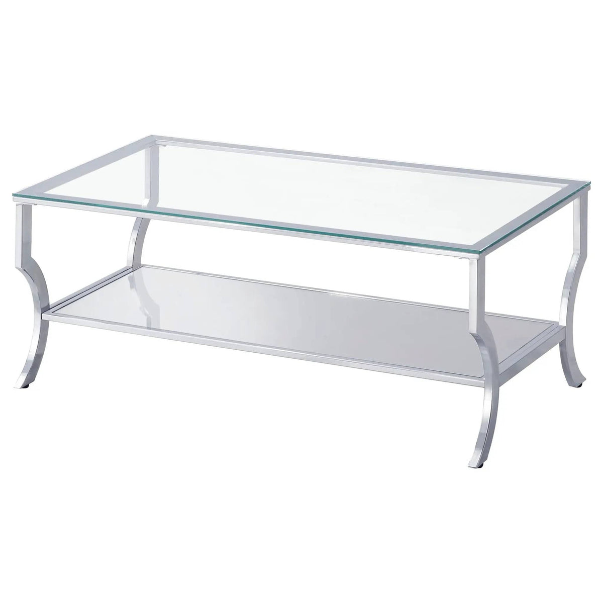Saide 2-piece Glass Top Coffee and End Table Set Chrome | 2-Piece Set | Tempered Glass | Dining Room