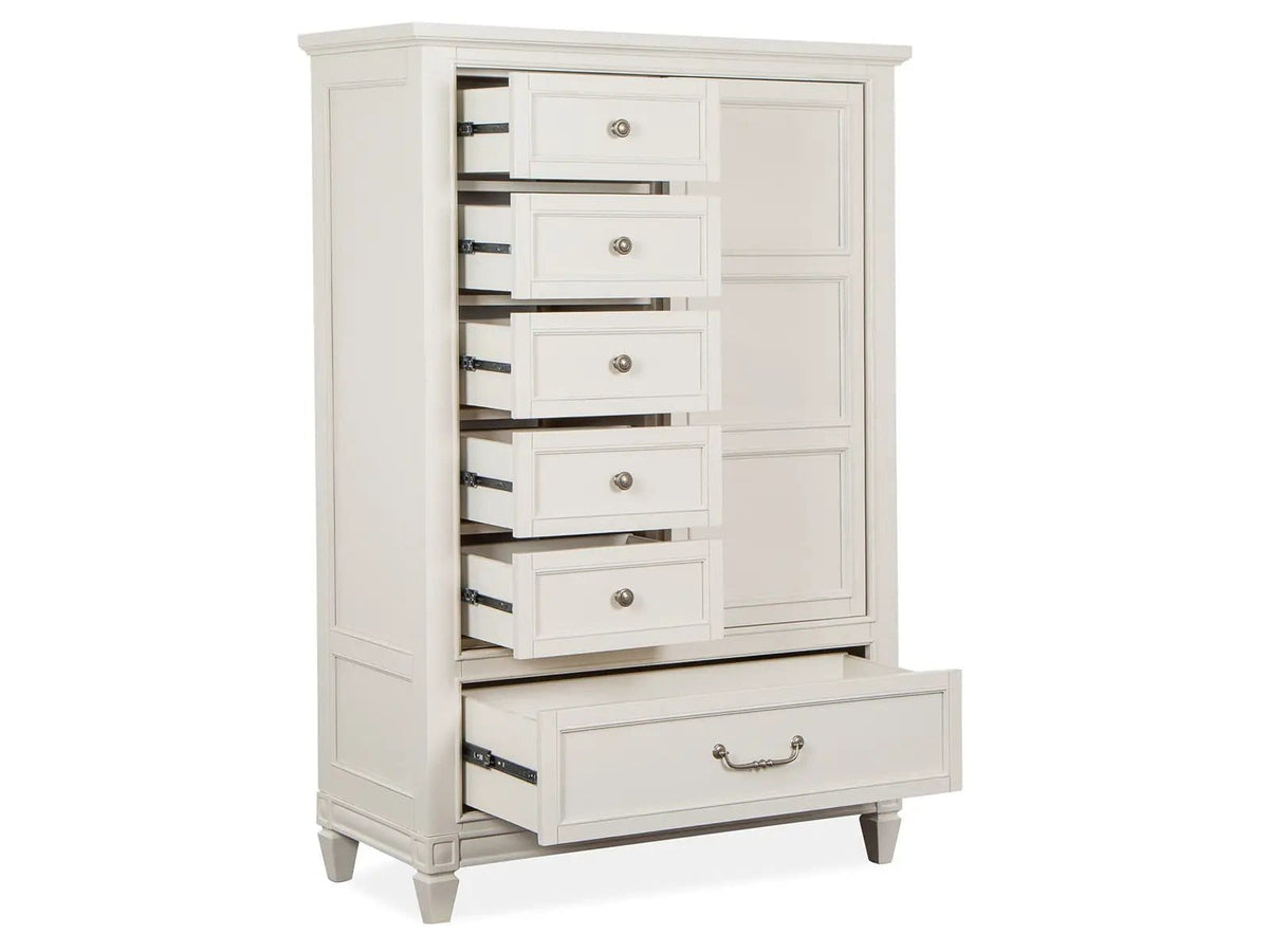 Willowbrook Door Chest | 20 x 44 x 65.38 in | Veneer & Wood | Egg Shell White With Slight Rub Through