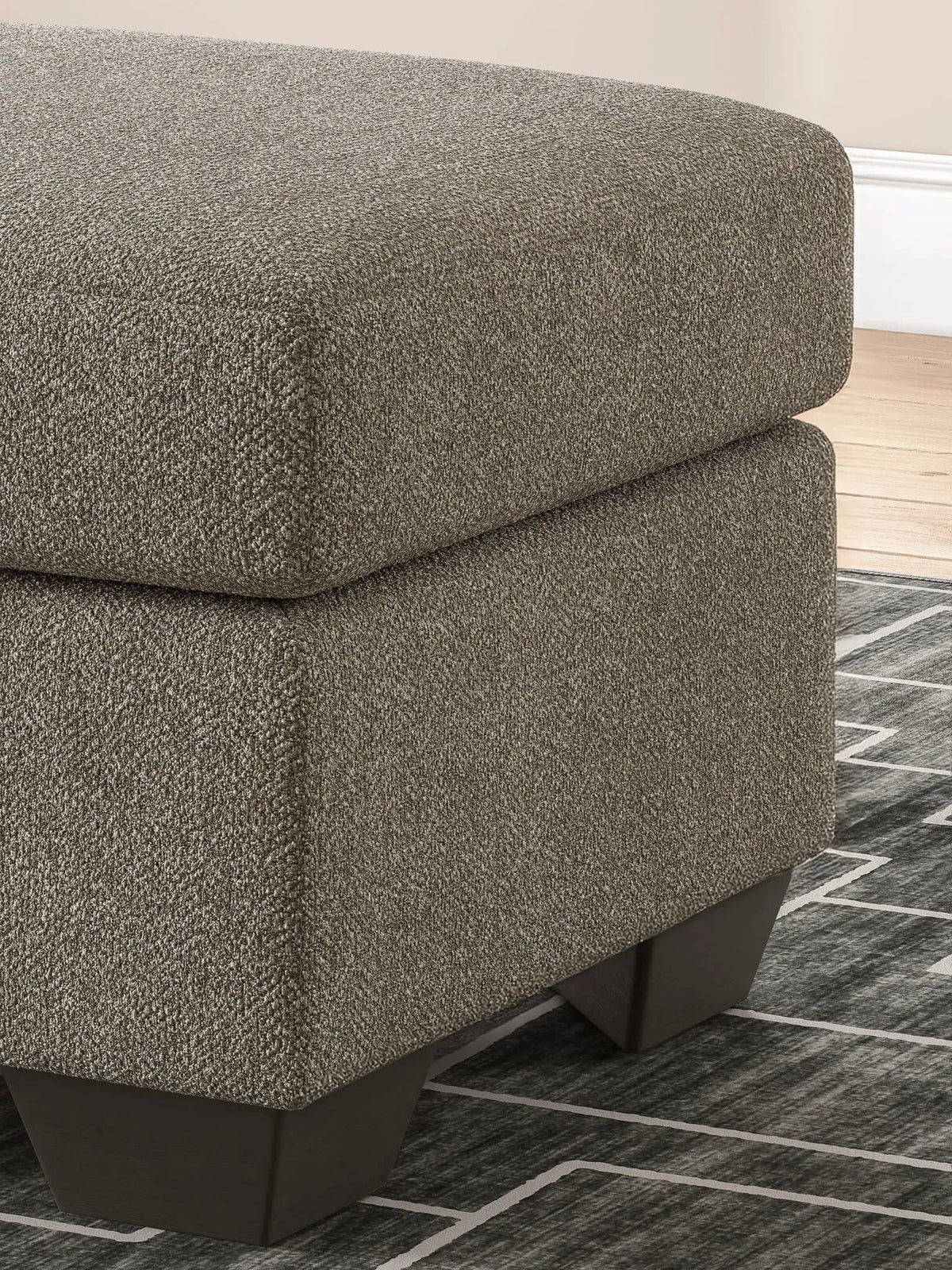 Triston-Peaks Ottoman | 34 x 24 x 20 in | Wood | Suede