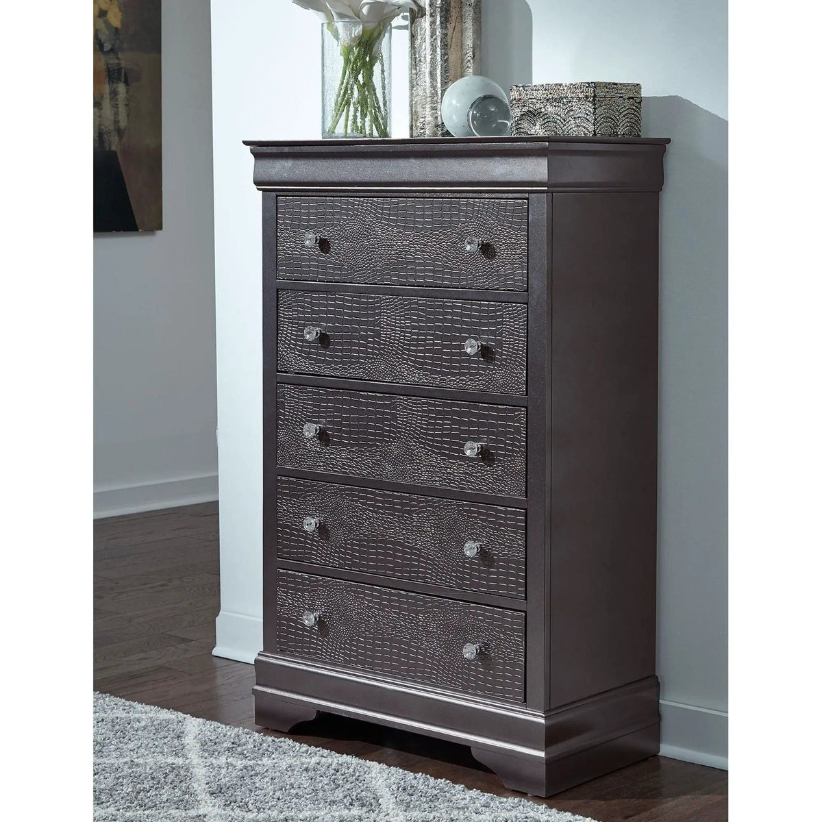 Shaker Crocodile Chest | 2 Pieces | Solid Wood & Crystal | Living Room