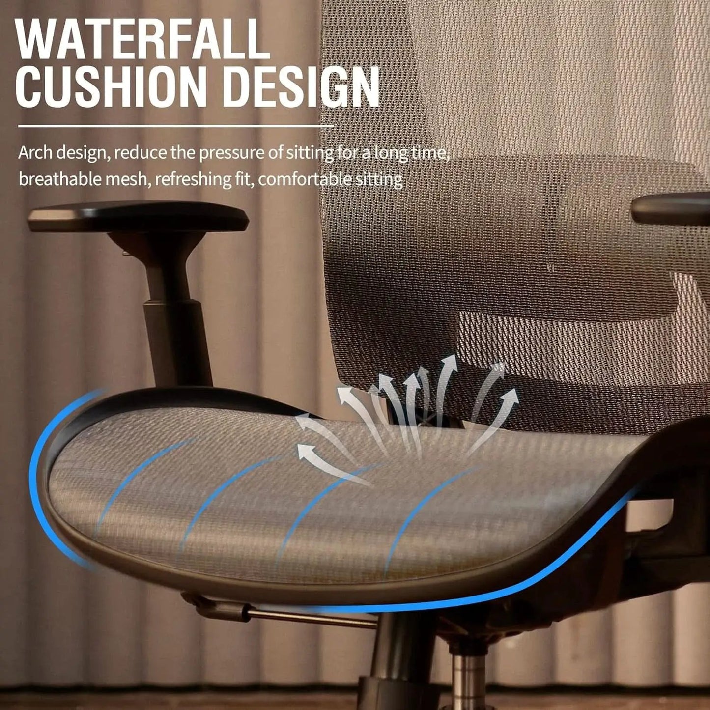 Grey Ergonomic Mesh Office Chair With Lumbar Support from PriceLows™