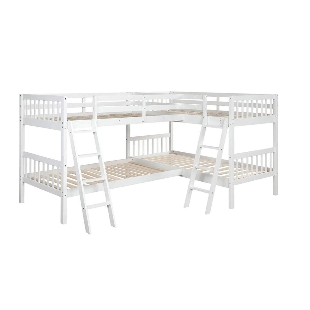 L Shaped Bunk Bed With Ladder | 2 Pieces | Pine Wood | Bedroom