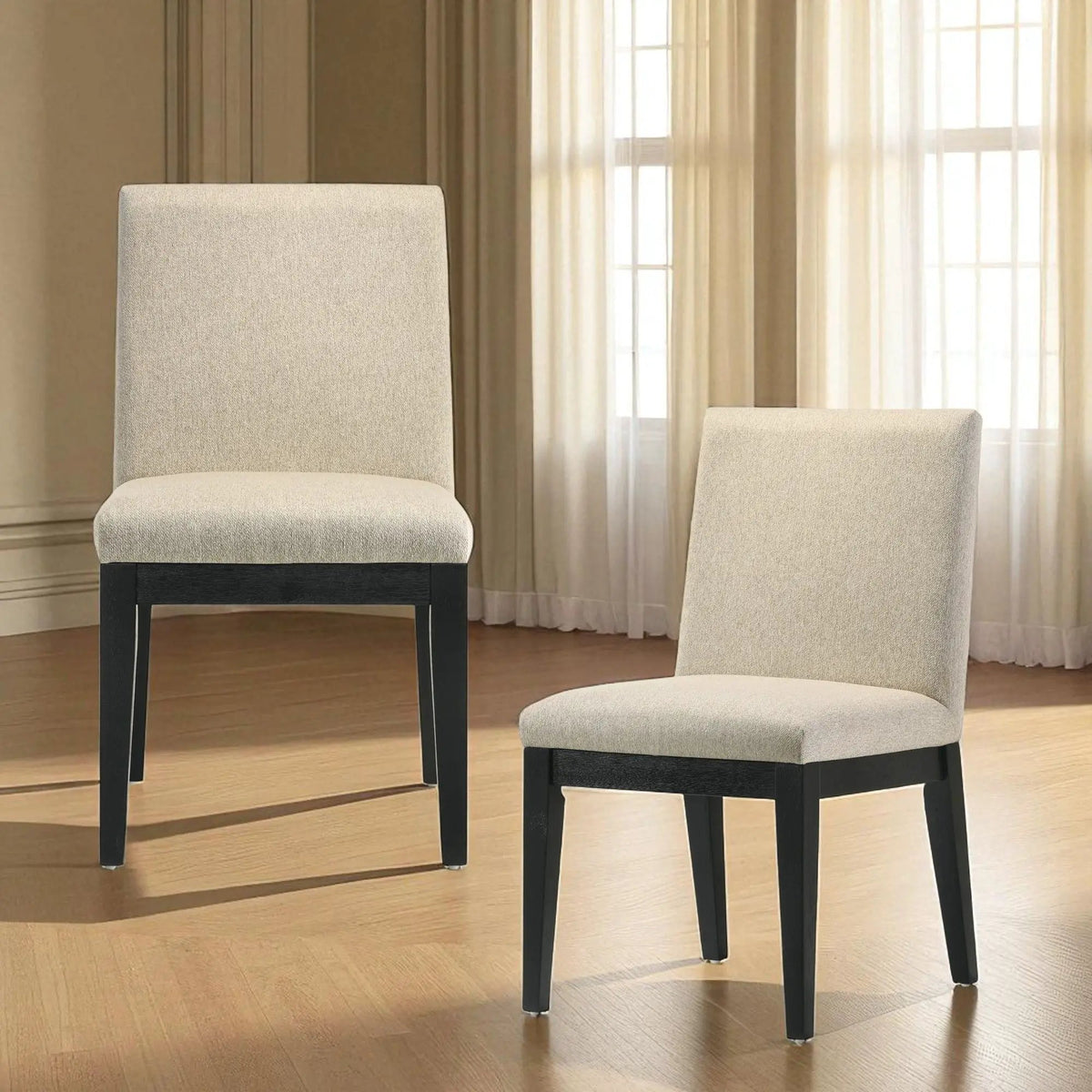 Froja Side Chairs | Set Of 2 | Beige | Sleek Wood Finish