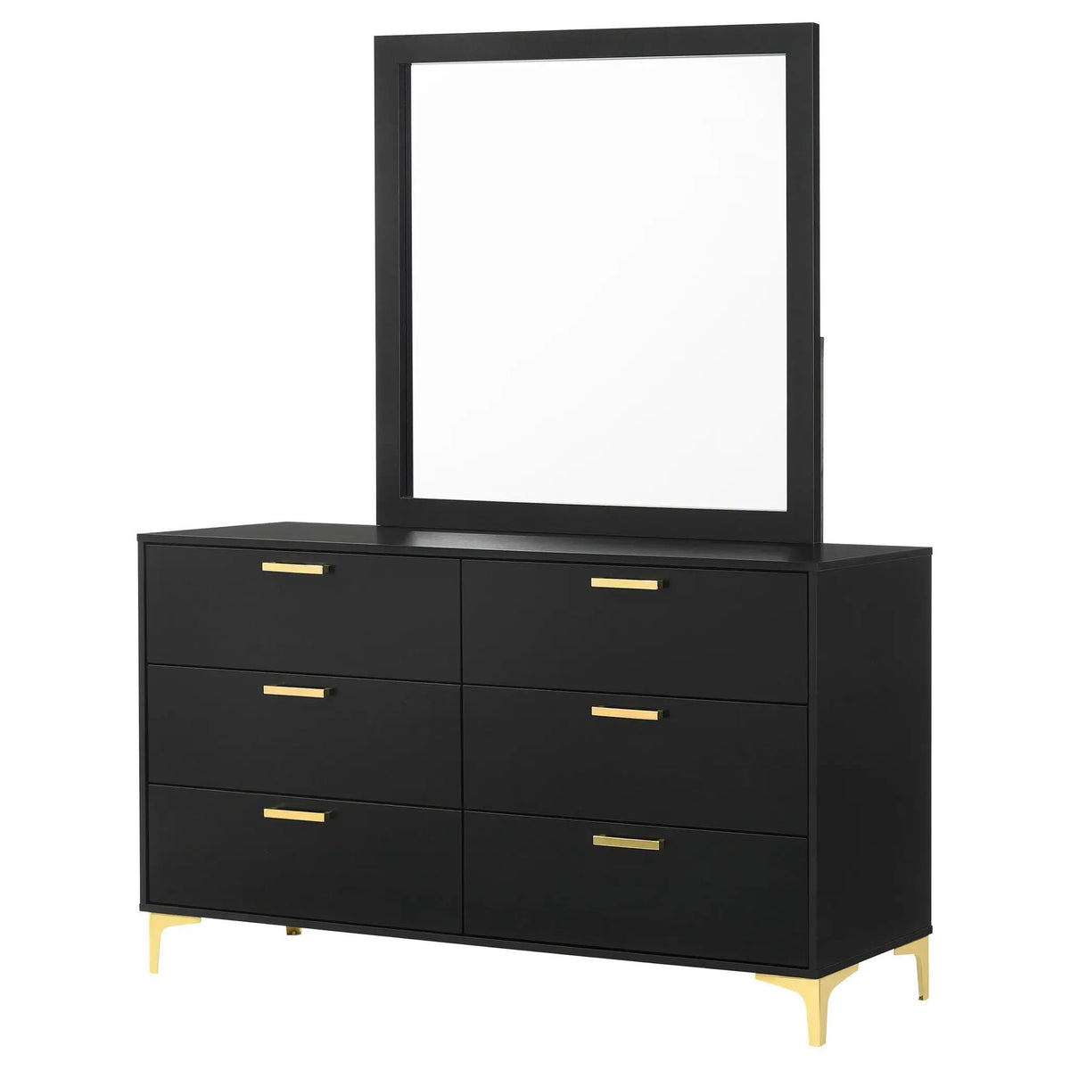 Kendall 6-drawer Dresser with Mirror | 58.5 x 15.75 x 73.75 in | 6-Drawer | Black