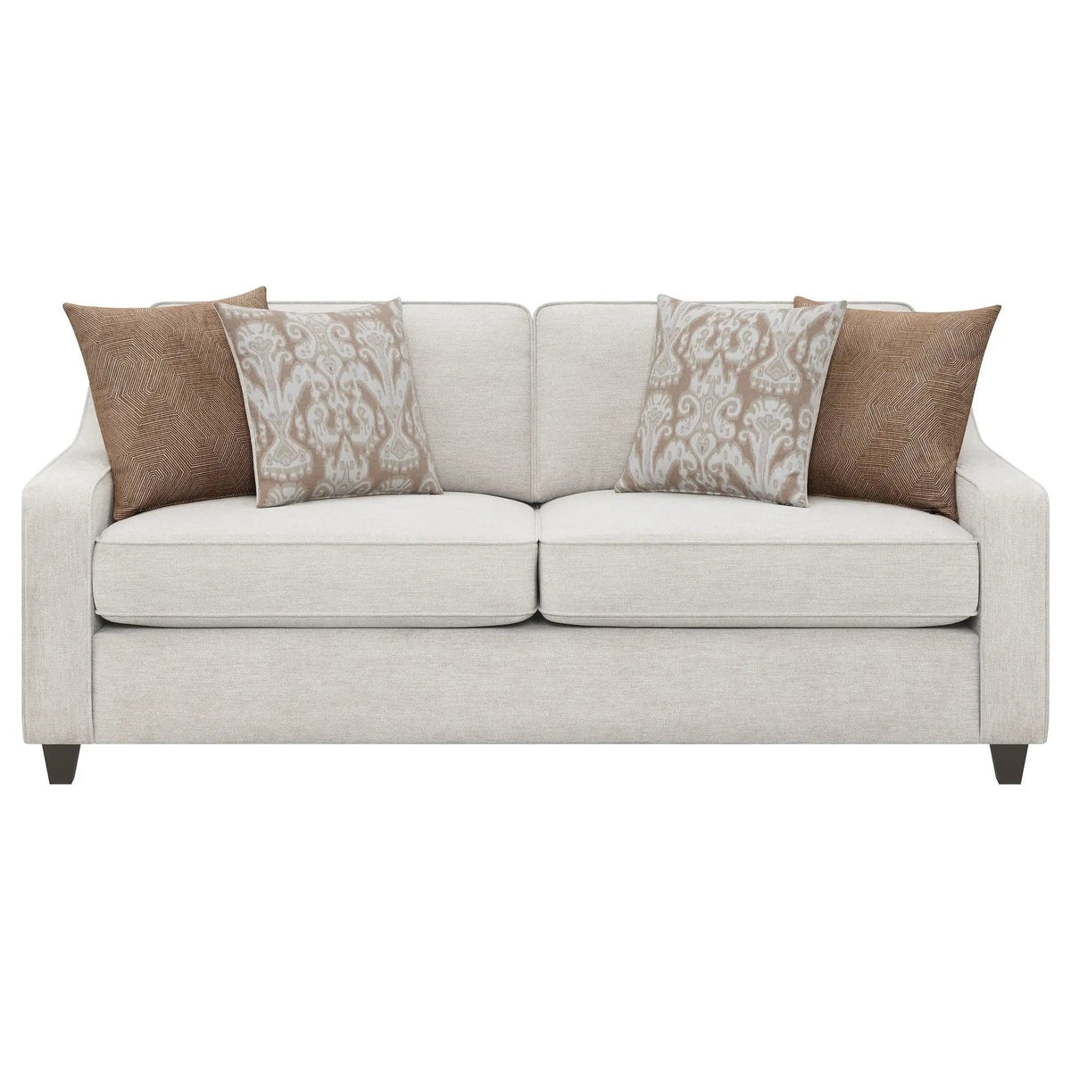 Christine Upholstered Sloped Arm Sofa | 79.75 x 36.25 x 36.25 in | Chenille & Copper | Beige