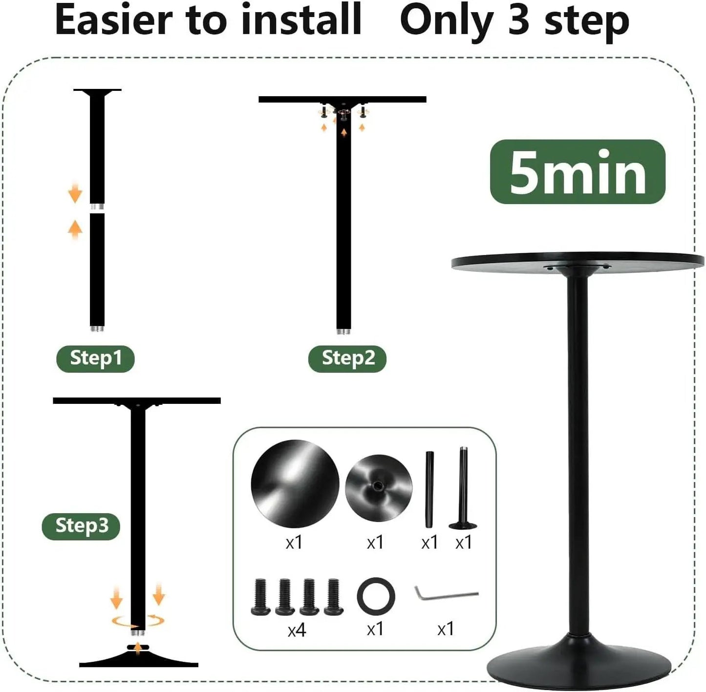 40 Inch Round Bistro Pub Table Steel Frame Construction from PriceLows™