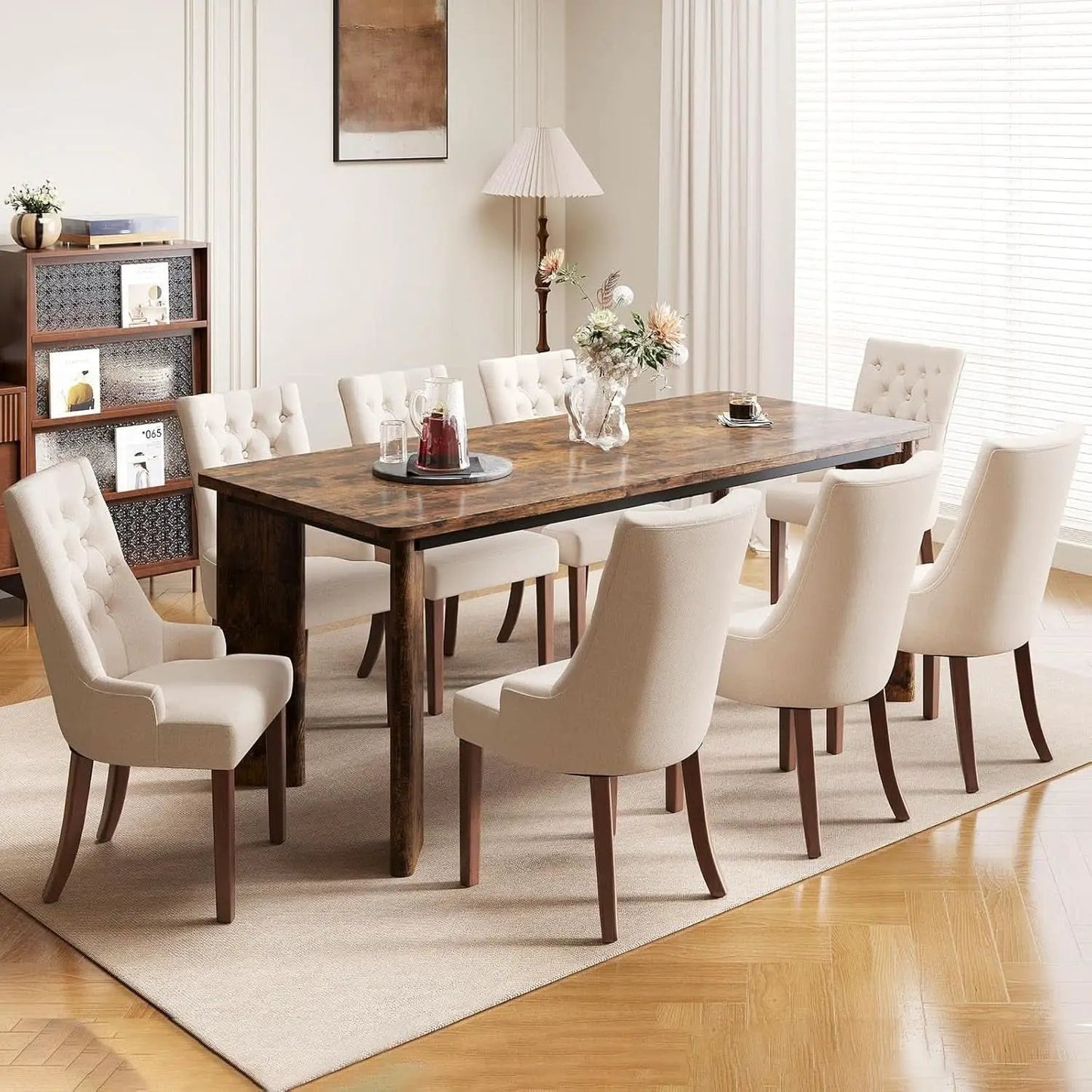 63 Inch Rectangular Industrial Dining Table Six Chairs from PriceLows™