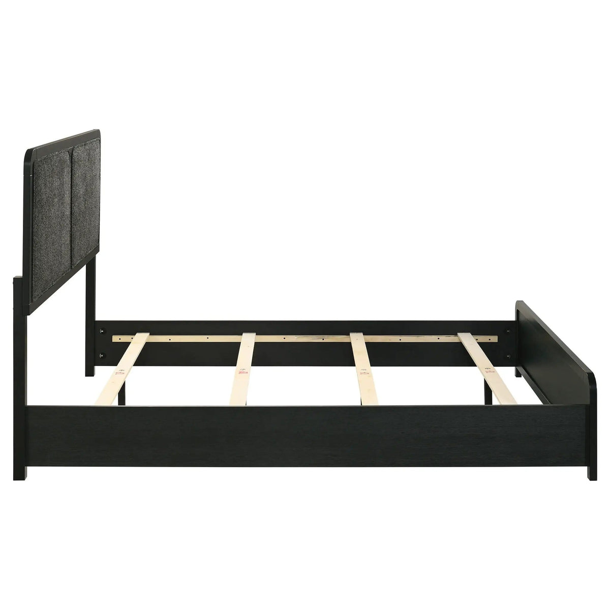 Cavelle 51-inch Upholstered Queen Panel Bed | 63.5 x 85 x 50.5 in | Engineered Wood & Chenille | Black