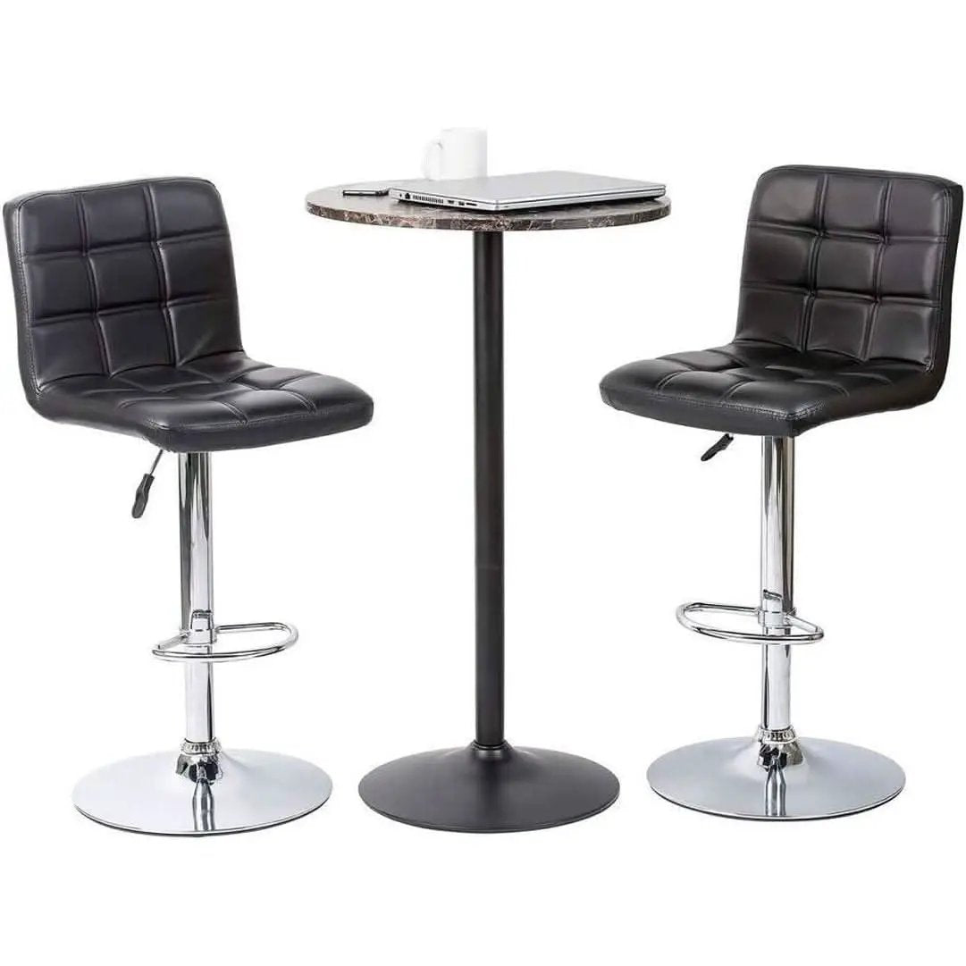 Round Bar Table With Faux Marble Top And Metal Base from PriceLows™