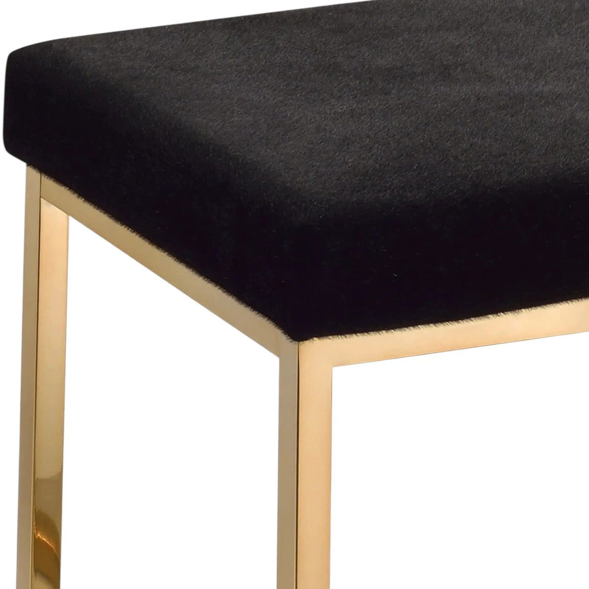Boice Upholstered Bench | Black Faux Fur Seat | Armless Backless Design | 40 Inch Width