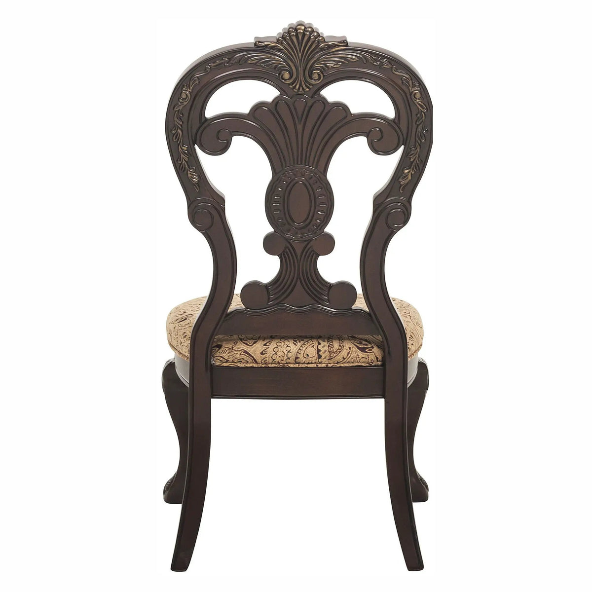 Traditional Side Chairs | Cherry Finish | Fabric Upholstered | Set Of 2