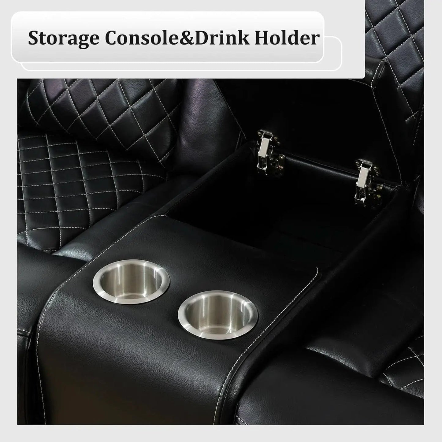 Black Power Recliner Sofa Set With LED And USB Charging from PriceLows™