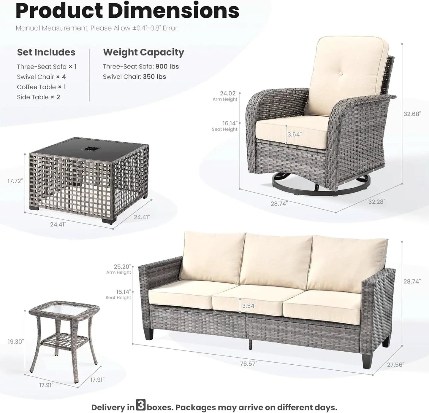 Modern Outdoor Wicker Furniture Set with Swivel Rocking Chairs from PriceLows™