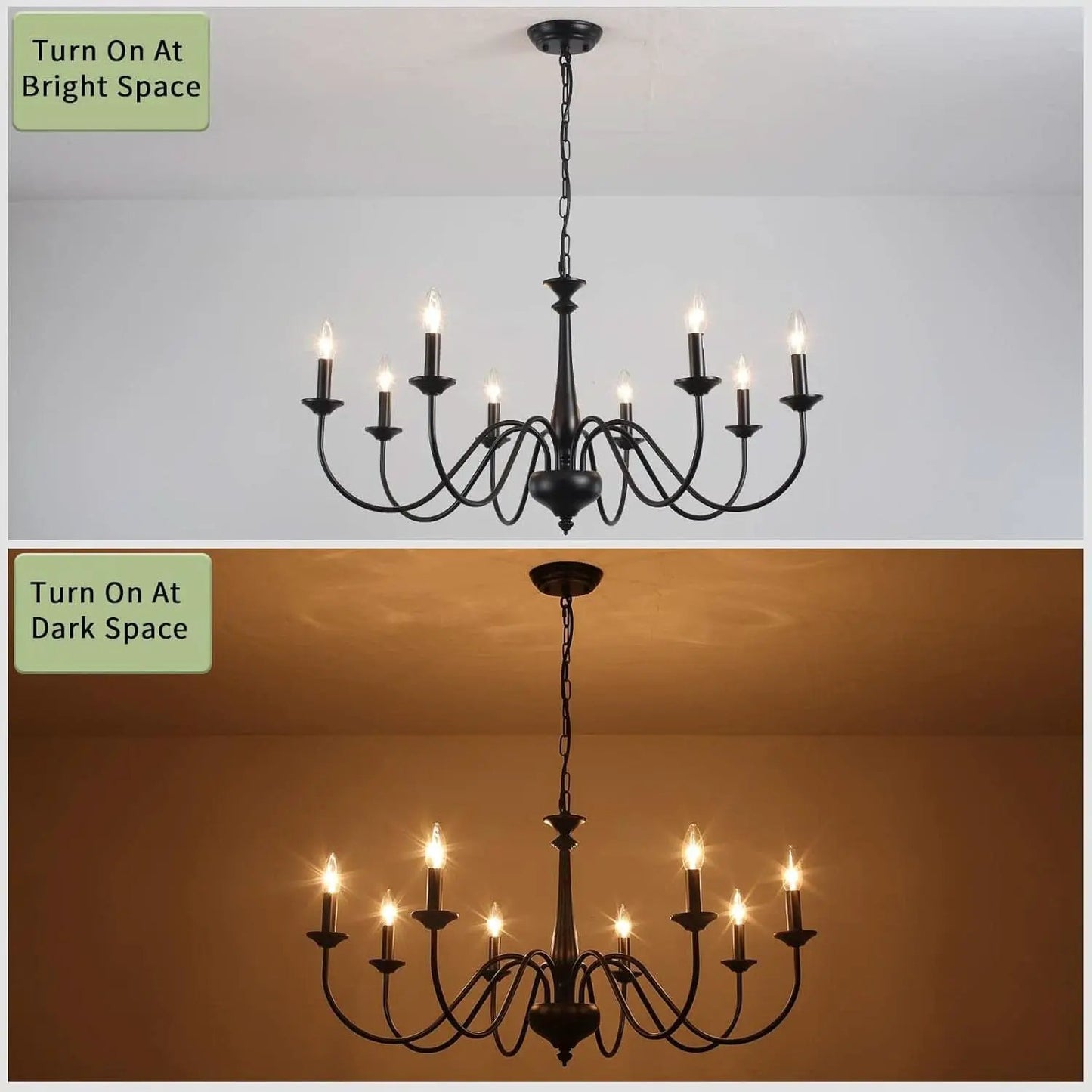Eight Light Black Farmhouse Chandelier for Dining Room from PriceLows™