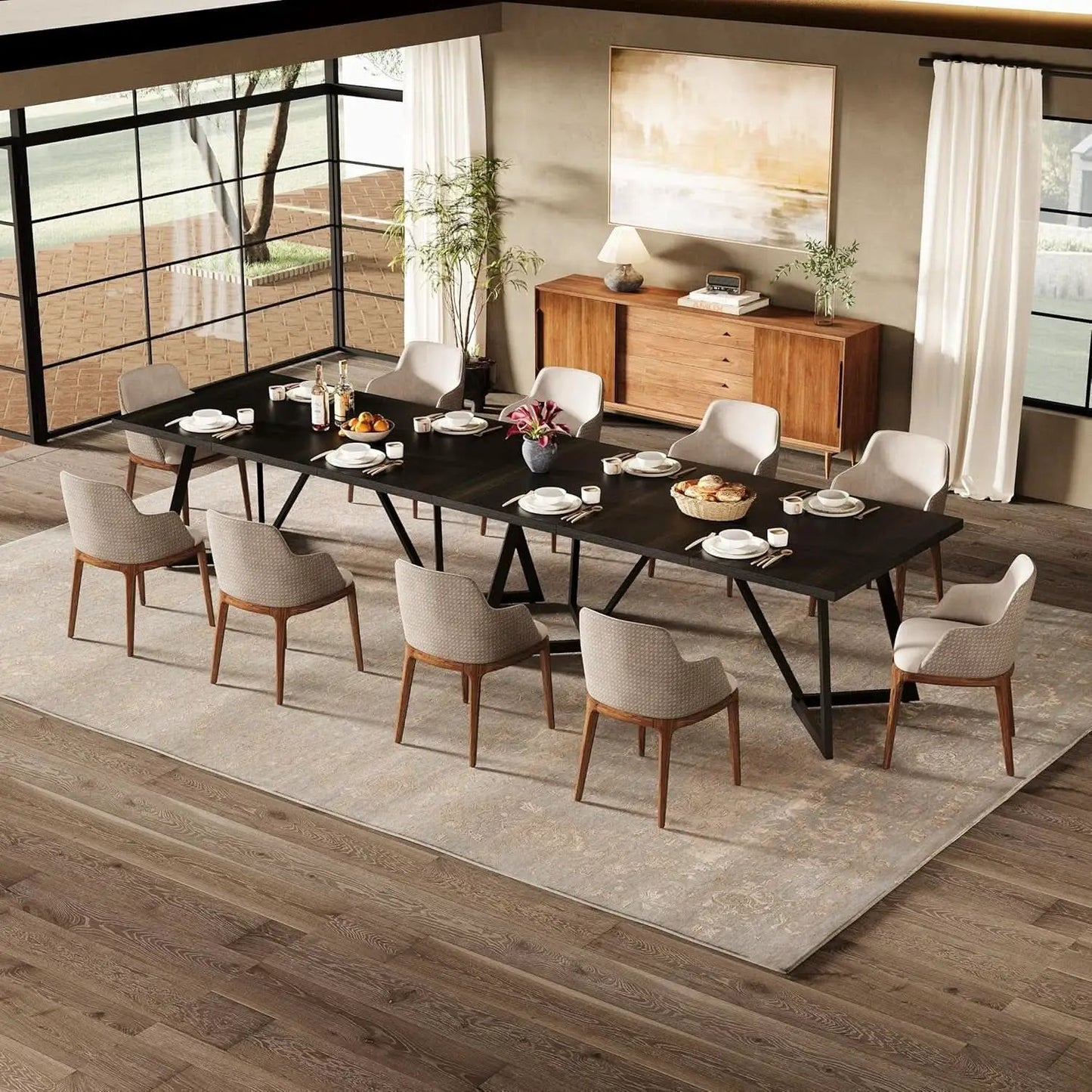 70.86 Inch Black Dining Table For 4 To 6 Family Room from PriceLows™