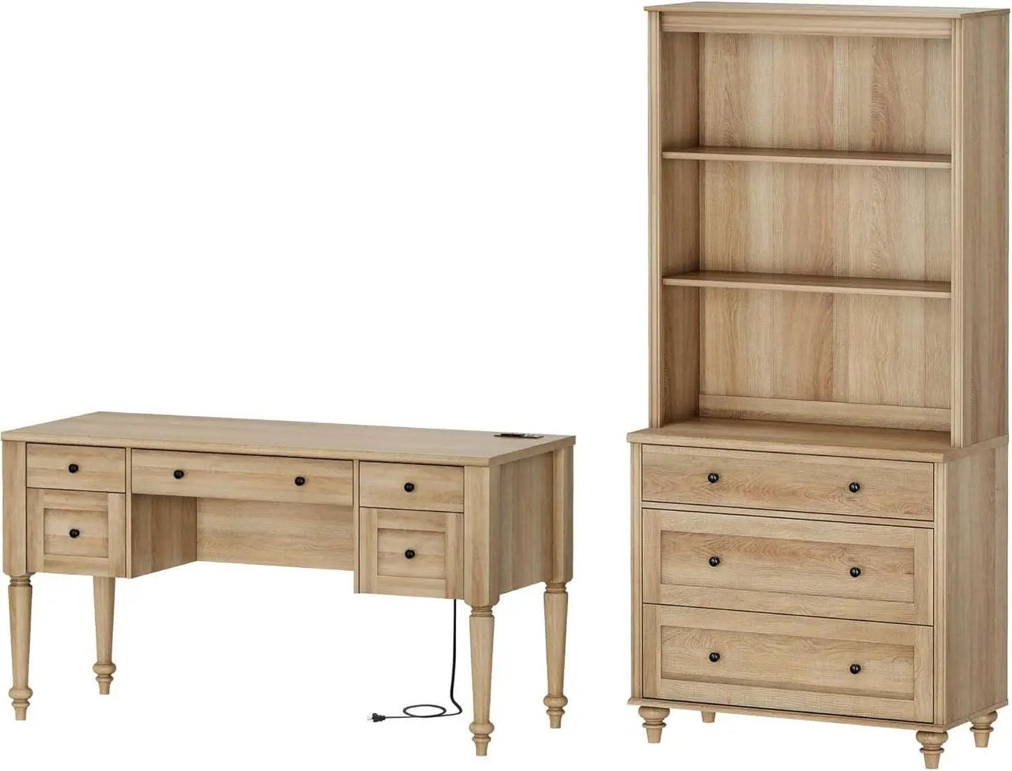 Oakwood Finish 56-Inch Executive Desk With USB Charging from PriceLows™