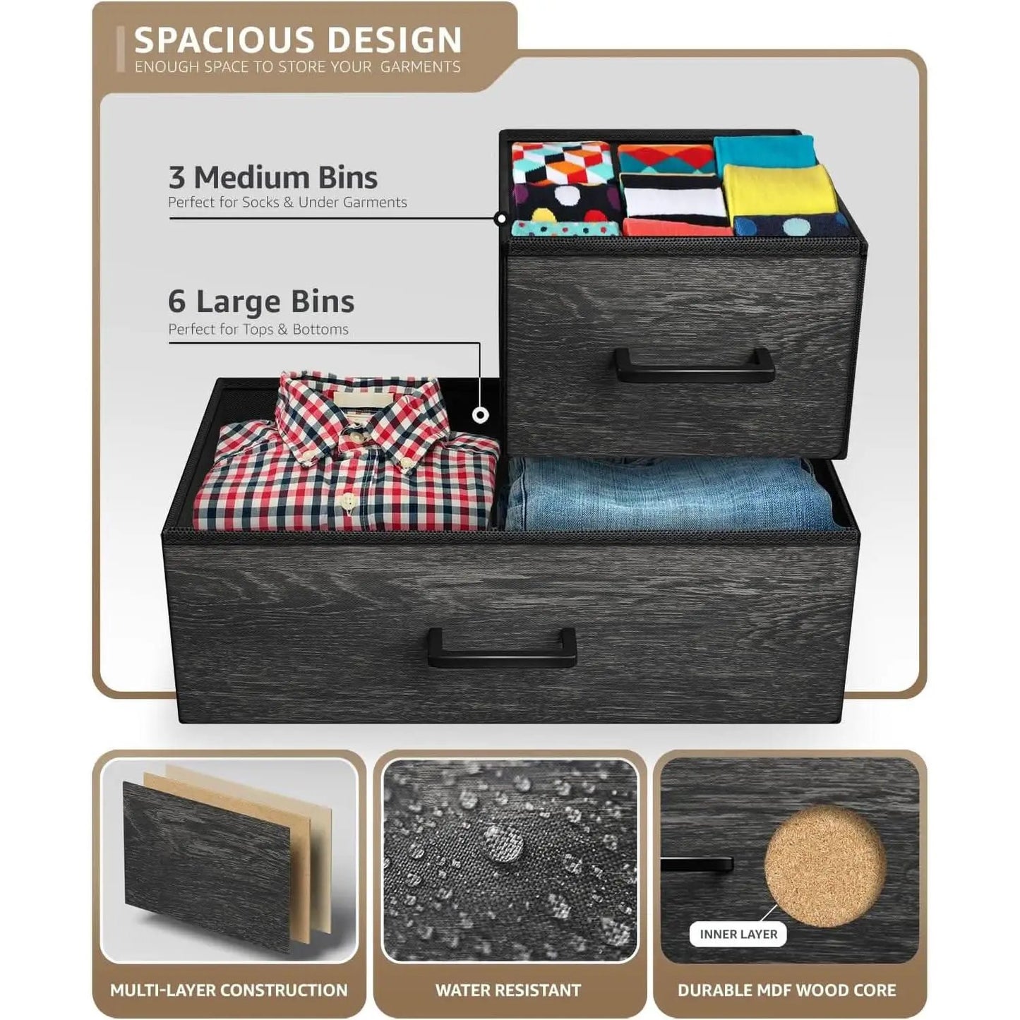 Faux Wood Dresser 9 Drawers For Bedroom Furniture Storage from PriceLows™
