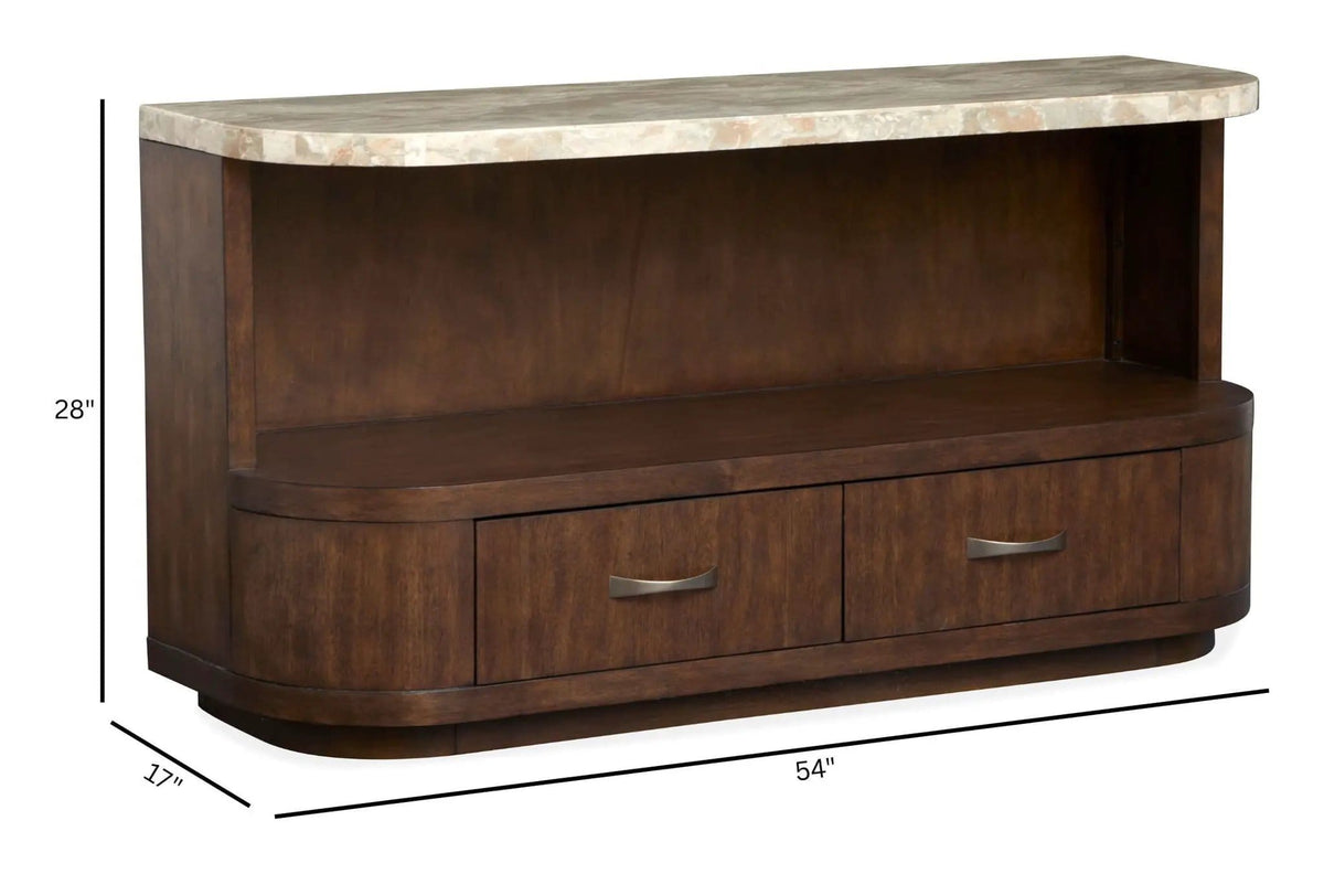 McPherson Demilune Sofa Table | 17 x 54 x 28 in | Veneer & Wood | Burnt Umber