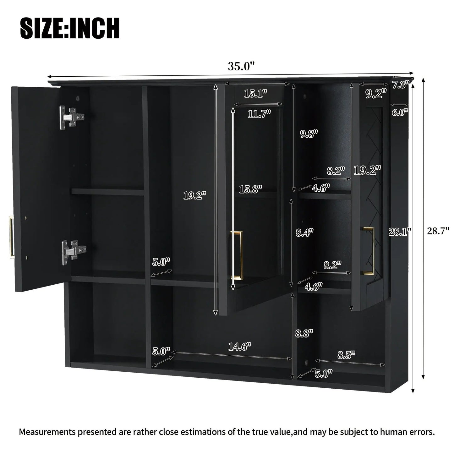 Modern Wall Mounted Medicine Cabinet With Adjustable Shelves, Soft Close Doors, High Define Mirror from PriceLows™