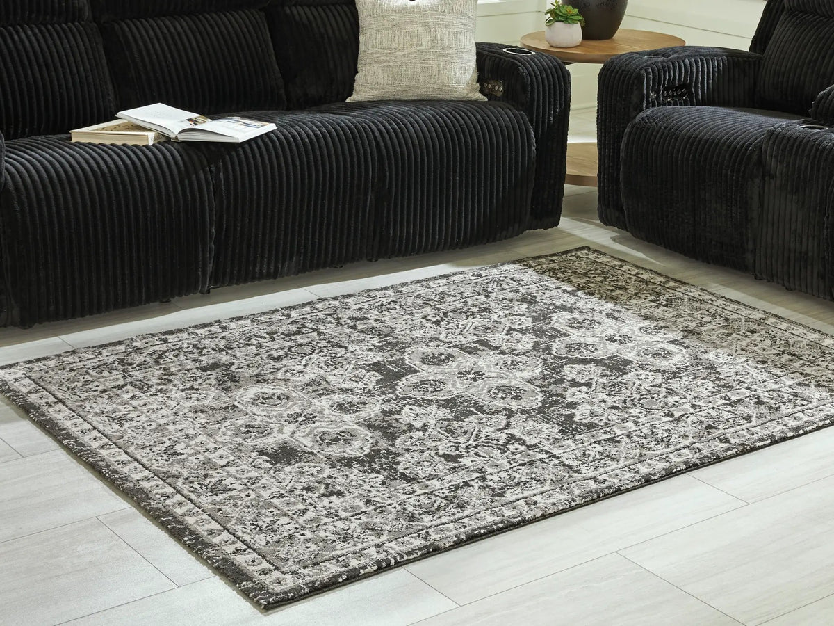 Glennisman Area Rug | 94.75 x 119.5 Inch | Botanical Pattern | Neutral Tones