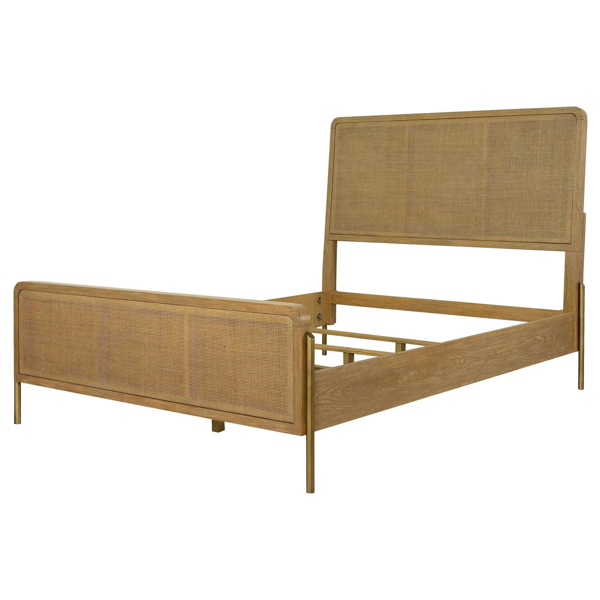 Arini Rattan Eastern King Panel Bed Sand Wash and | 81.25 x 91 x 56.25 in | Rattan & Metal | Natural