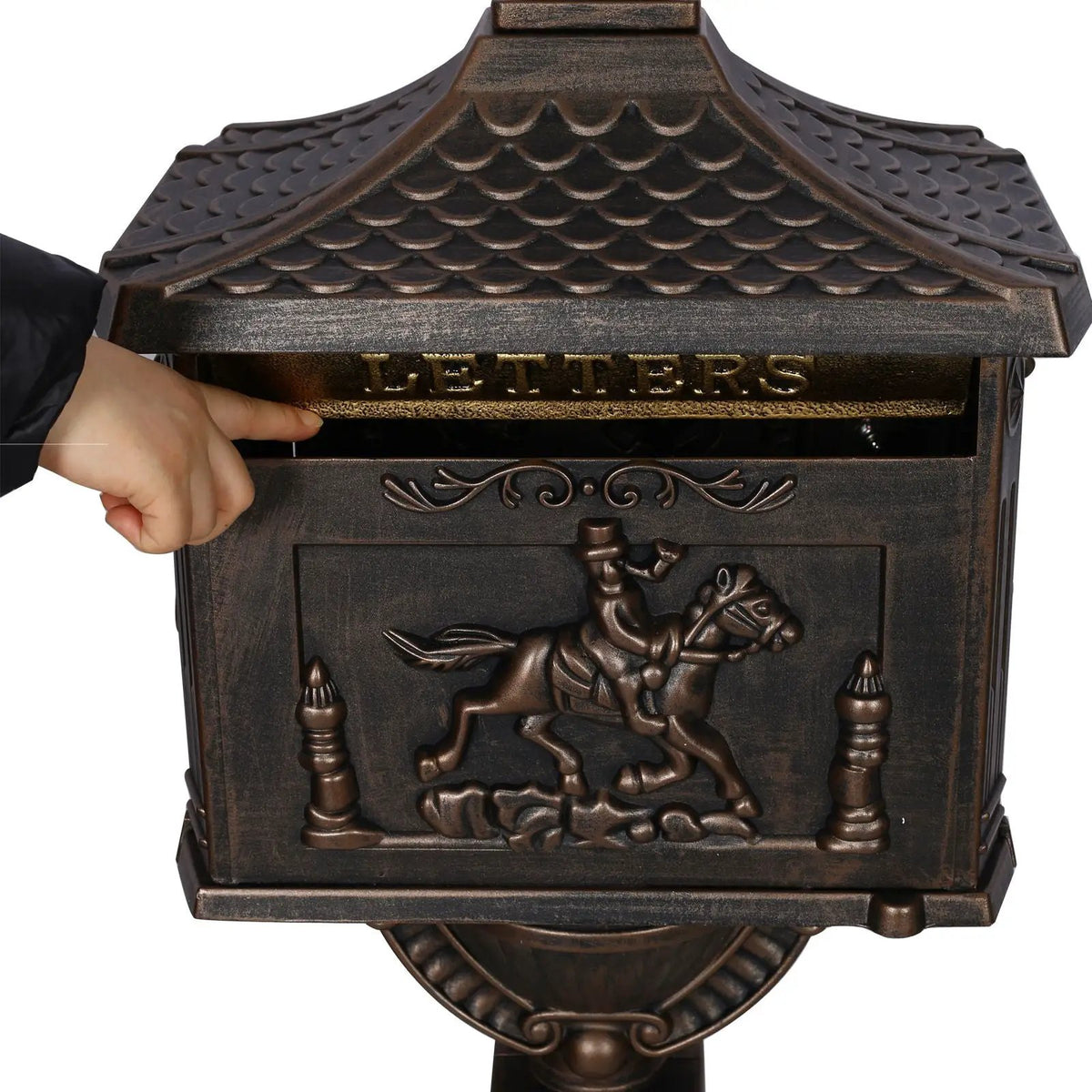 Cast Aluminum Mailbox | 45.5 Inch Height | Spacious Interior | Postal Box Design
