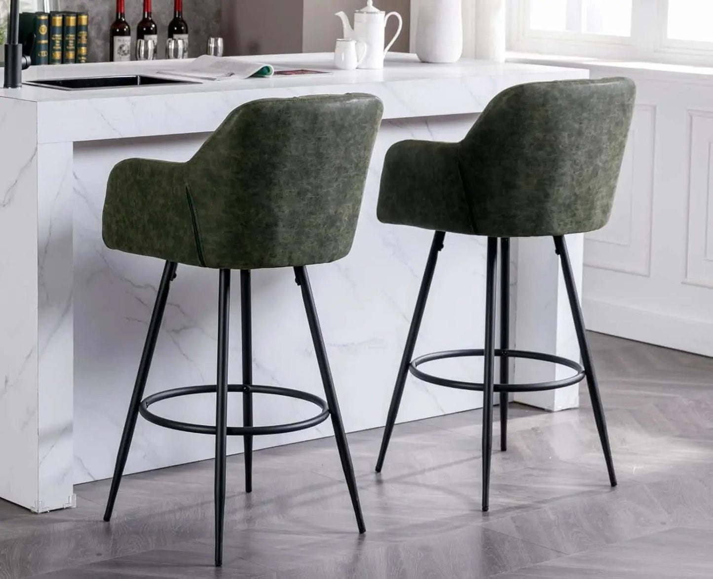 Modern Bar Stools Set of Two with Backrest Arms from PriceLows™