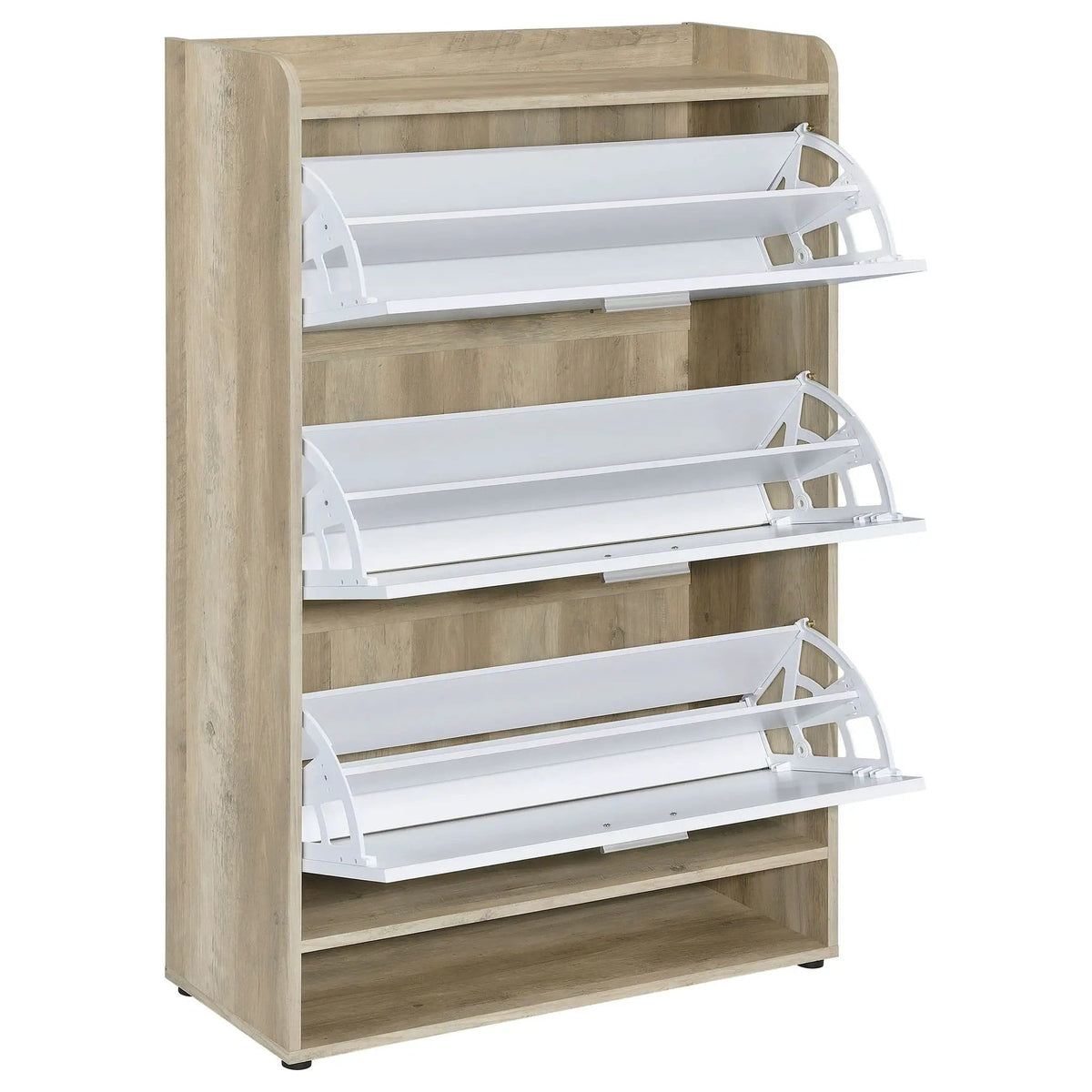 Denia 3-tier Engineered Wood Shoe Cabinet | 31.5 x 11.5 x 49.75 in | Engineered Wood & Veneer | White