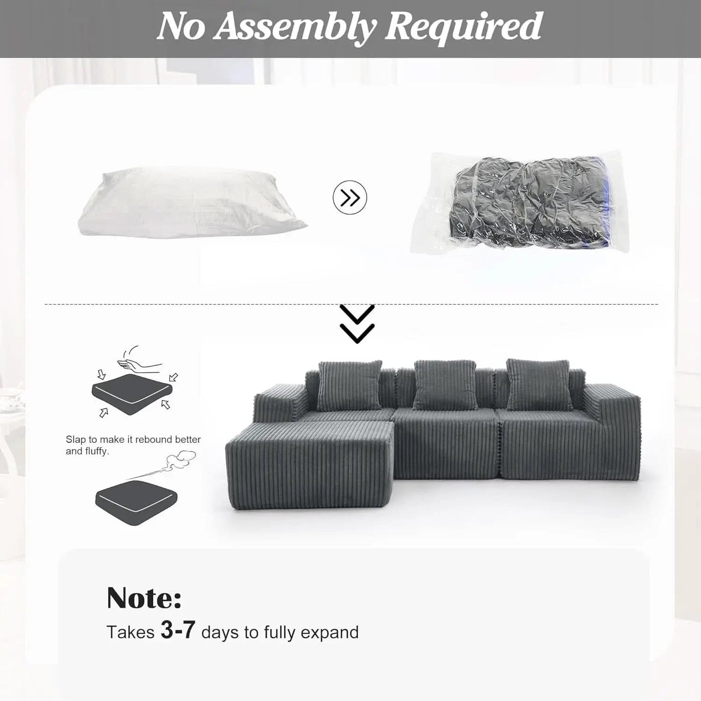 Comfy L Shaped Modular Memory Foam Sectional Sofa from PriceLows™