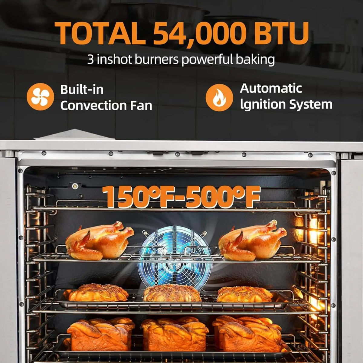 Commercial Full-Size Natural Gas/Propane Single-Deck Convection Oven | Home Use | Everyday Use | Home