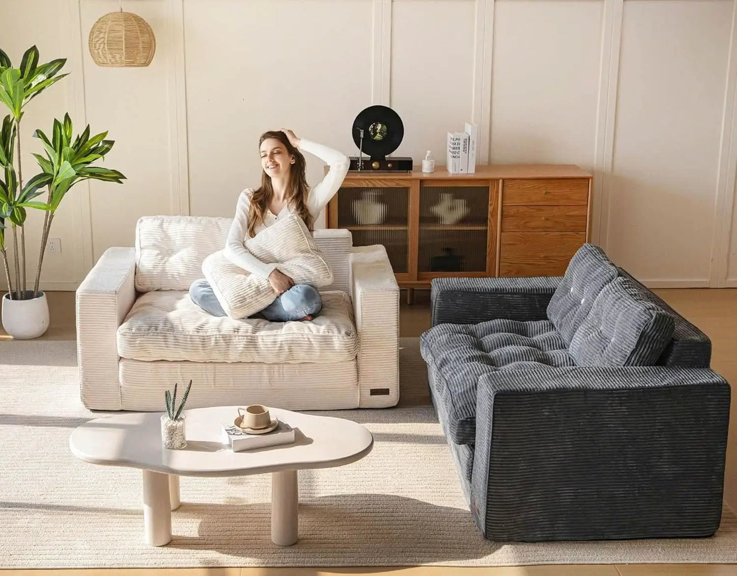 Convertible Sofa Bed With Pillows For Living Room from PriceLows™