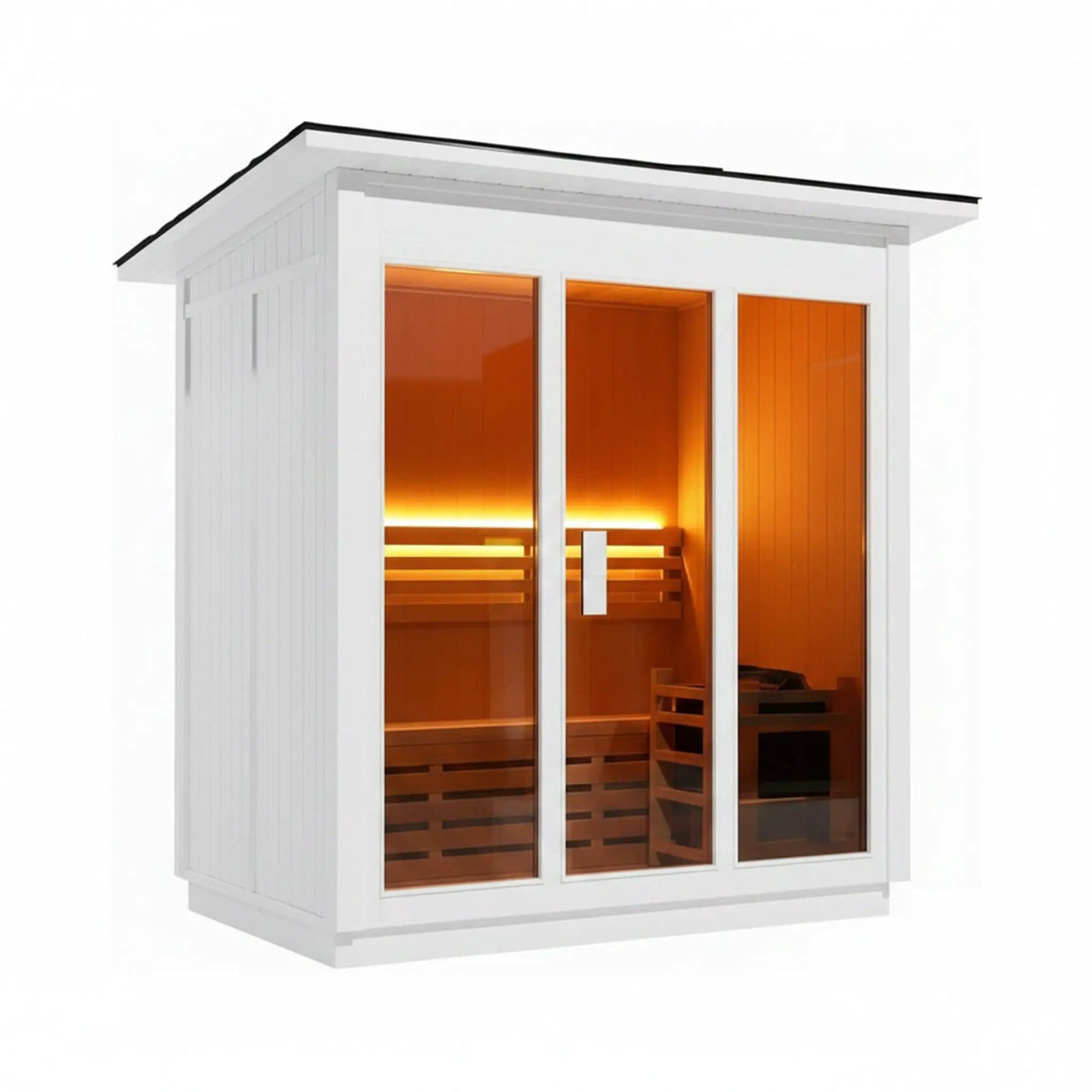 Custom 6 Person Luxury Canadian Red Cedar Outdoor Steam Sauna With Double Backed | 6-Person | Wood | Outdoor Living