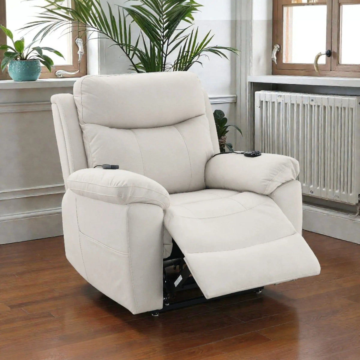 Chriki Power Motion Recliner & Lift Heating Massage Chair | 38 x 41 x 41 in | Living Room Furniture | Beige