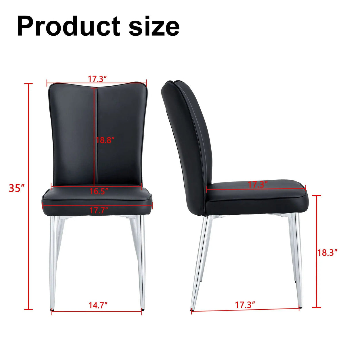 Modern Minimalist Dining Chairs With Metal Legs Chair Set | 17.3 x 17.7 x 35 in | Metal | Dining Room