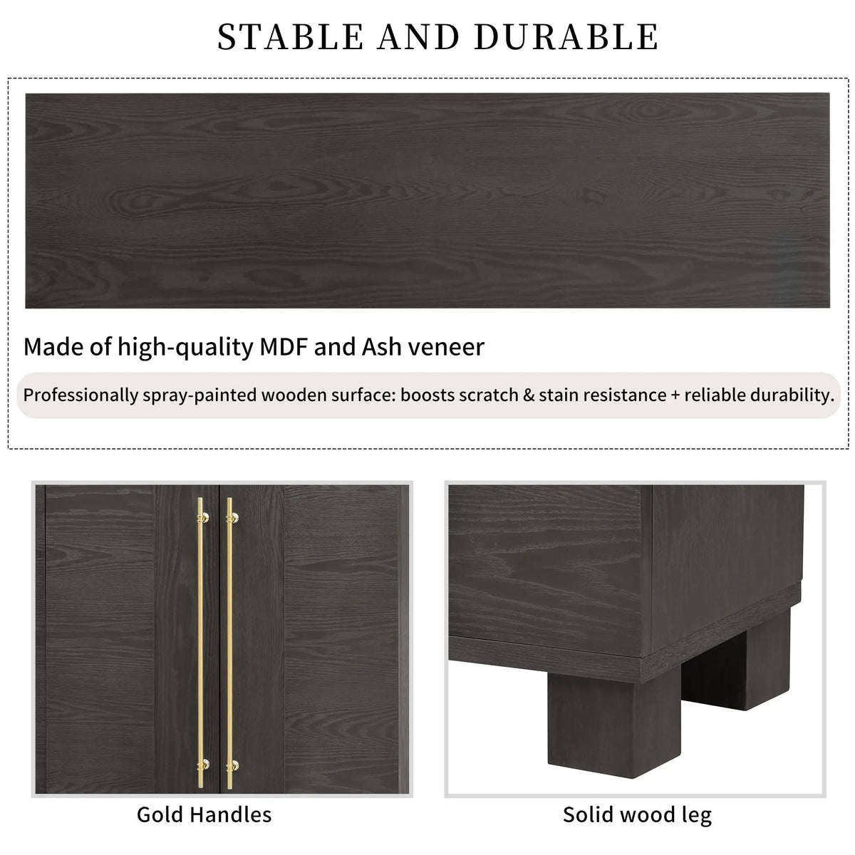 Sideboard | 3 Adjustable Shelves | Wood Grain Finish